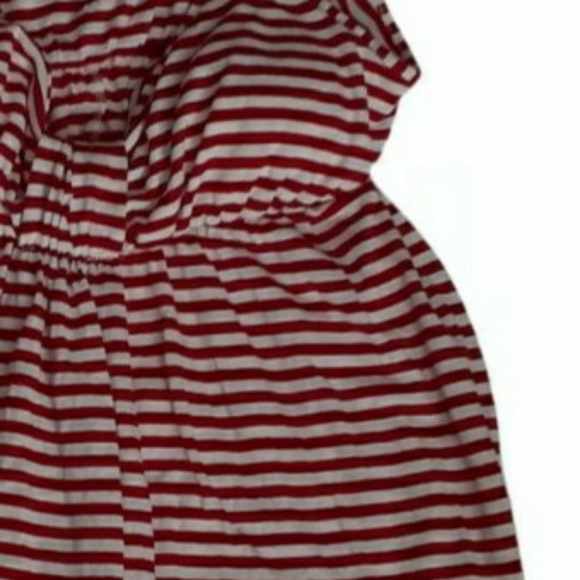 Red white striped Long Juniors sz 15/17 soft tank top built in bra Womens shirt - Picture 4 of 6
